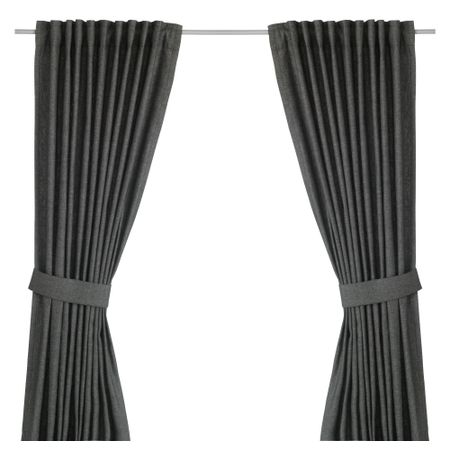 Гардины с прихватом, 1 пара ИНГЕРТ, темно-серый (145x300 см)