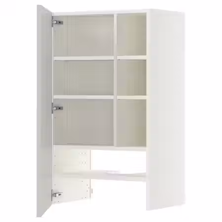 METOD Навесной шкаф д/вытяжки/полка/дверь - белый/Aspudden светло-серый 60x100 см