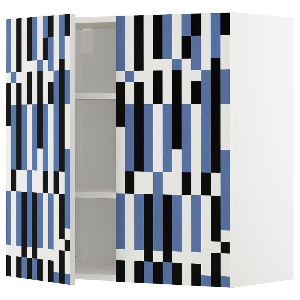 Навесной шкаф с полками/2дверцы, белый, Иттербин с печатным рисунком 80x80 см IKEA МЕТОД 192.870.59 - схема-чертеж с размерами