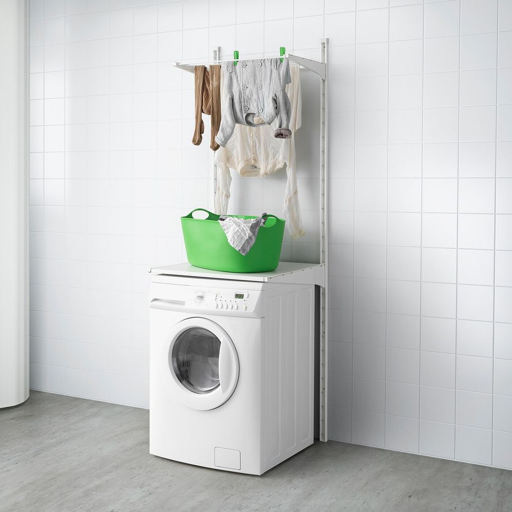 Настенная шина, полки/сушилка, белый 66x61x197 см IKEA АЛЬГОТ 692.304.09 - фото 1