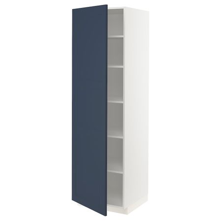Высокий шкаф с полками, белый Акстад/матовая поверхность синий 60x60x200 см IKEA METOD МЕТОД 294.020.30