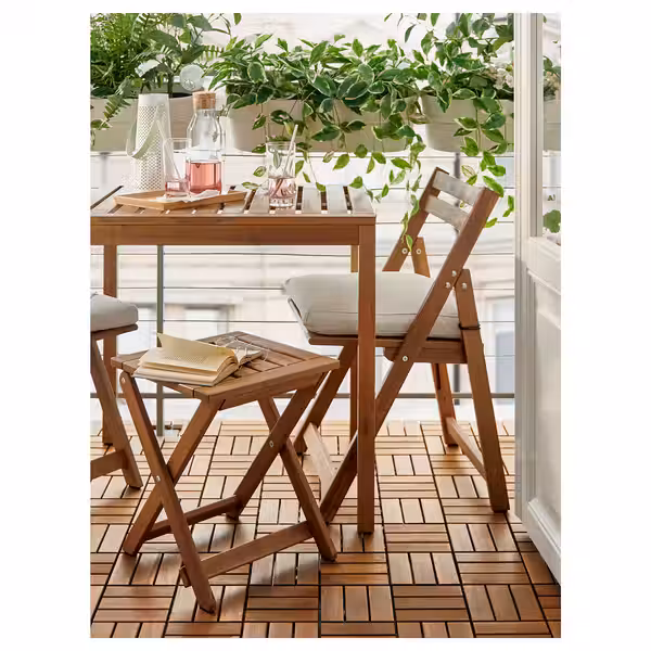 NÄMMARÖ Садовый стол - светло-коричневая морилка 75x63 см - фото 4