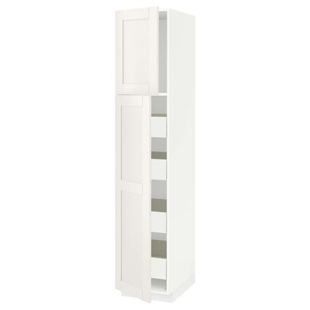 Высокий шкаф/2дверцы/4ящика, белый/Сэведаль белый 40x60x200 см IKEA МЕТОД / ФОРВАРА 193.534.31