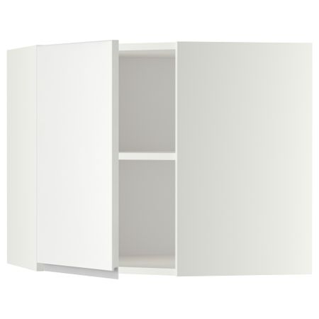 Угловой навесной шкаф с полками МЕТОД, белый, Нодста белый