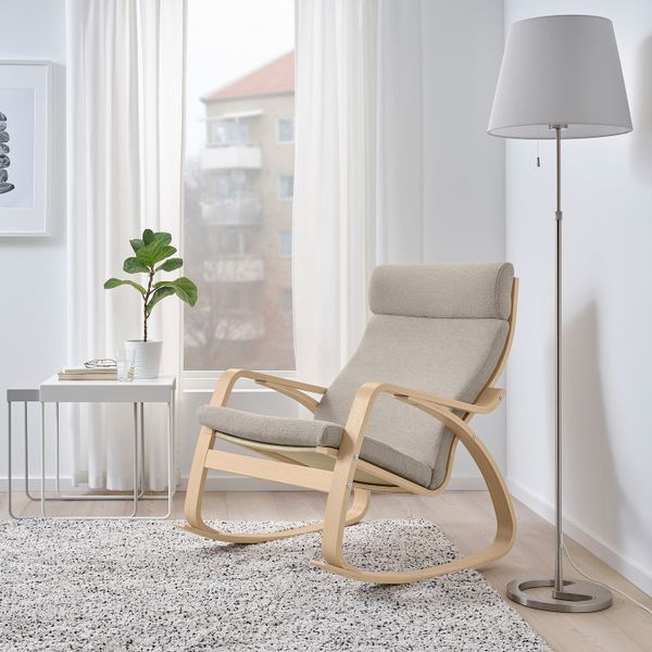 Кресло-качалка, дубовый шпон, беленый/Хили бежевый IKEA POÄNG ПОЭНГ 593.194.16 - фото 2