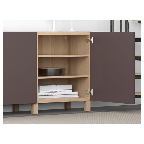 Комбинация для хранения с дверцами БЕСТО, под беленый дуб, Вальвикен темно-коричневый (180x40x74 см) - схема-чертеж с размерами