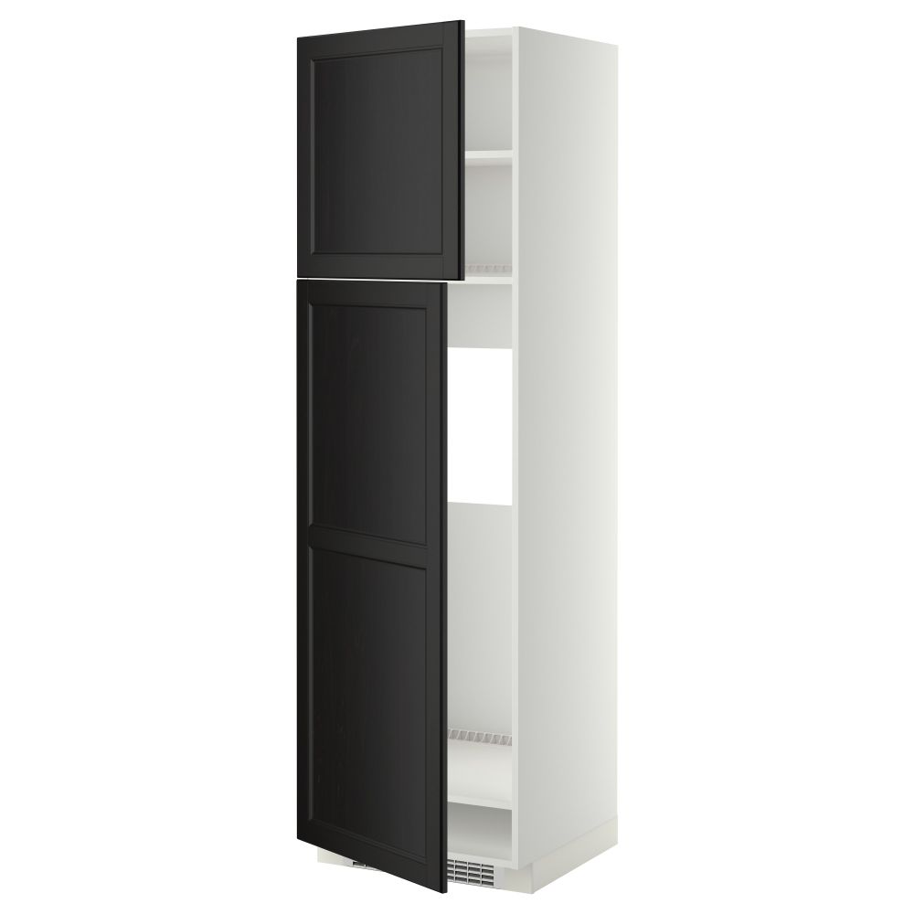 Высокий шкаф для холодильника, 2 дверцы МЕТОД, белый, Лаксарби черно-коричневый - схема-чертеж с размерами