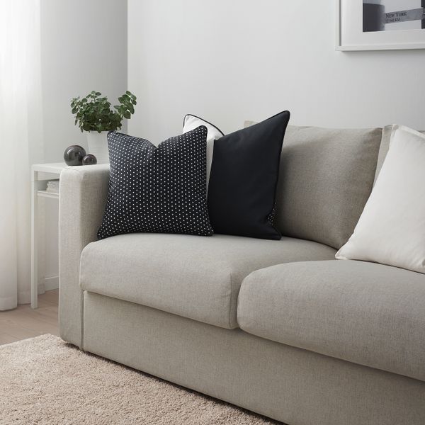 Чехол на подушку, темно-серый/белый 50x50 см IKEA MALINMARIA МАЛИНМАРИА 204.262.62 - фото 3