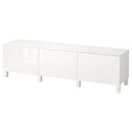 Комбинация для хранения с ящиками БЕСТО, белый, Сельсвикен глянцевый/белый (180x42x48 см)