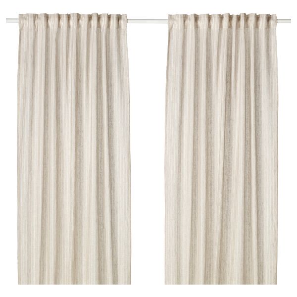 Гардины, 1 пара, бежевый 145x300 см IKEA BIRTINE БИРТИНЕ 603.967.91 - фото 1