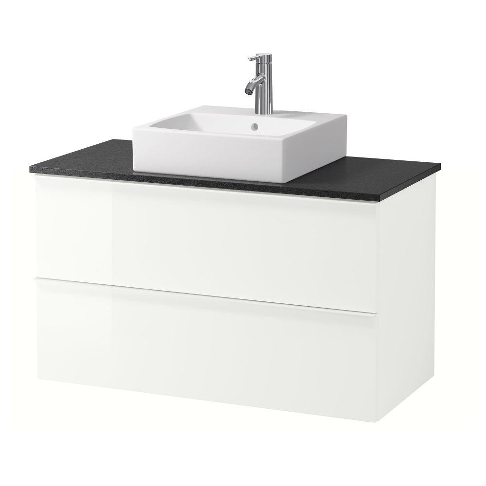 Шк п-раковину/столешн45x45/раковина  , глянцевый белый, черный (102x49x72 см) - схема-чертеж с размерами