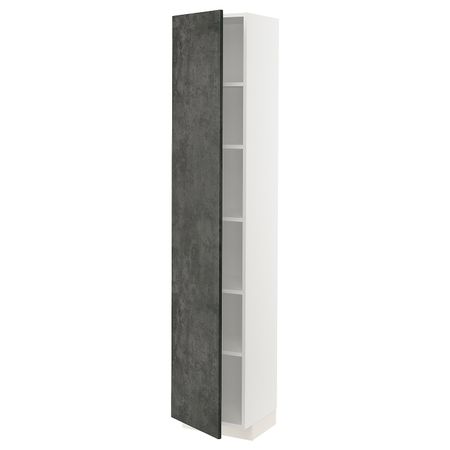 Высокий шкаф с полками, белый/кальхюттан под темно-серый бетон 40x37x200 см IKEA METOD МЕТОД 694.413.55