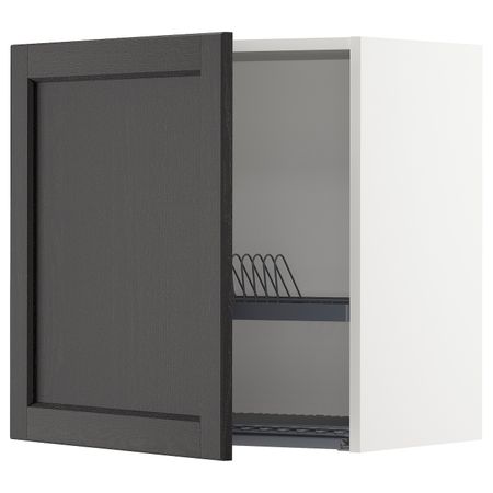 Шкаф навесной с сушкой, белый/Лерхюттан черная морилка 60x60 см IKEA METOD МЕТОД 992.584.54