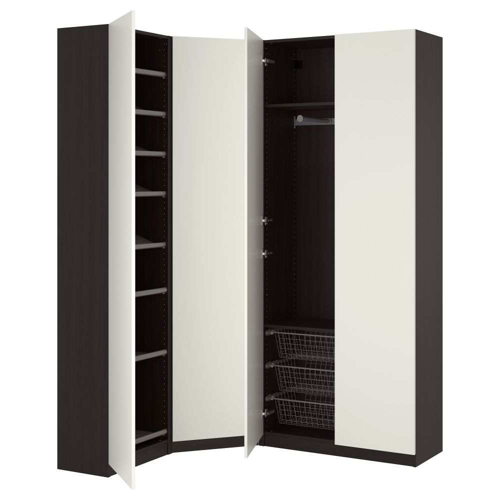 Гардероб ПАКС, черно-коричневый, Бальстад белый - фото 1