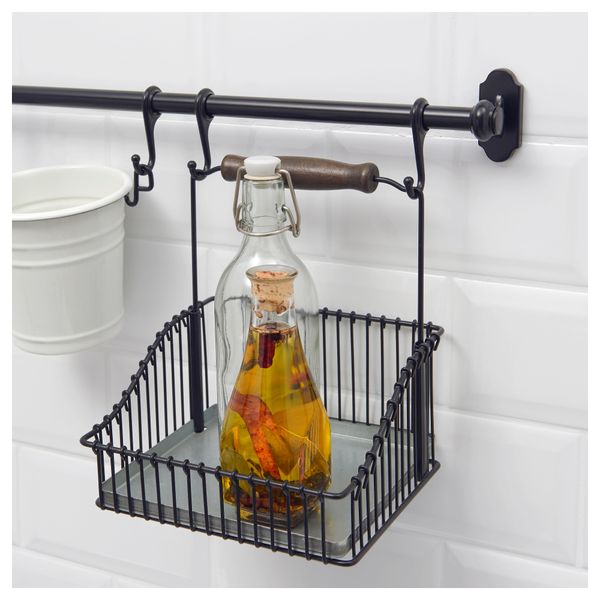 Проволочные корзина с ручкой ФИНТОРП, черный (20x19x23 см) - фото 2