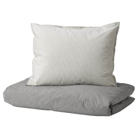 Пододеяльник и наволочка, серый, 150x200, 50x60 см IKEA BLÅVINDA БЛОВИНДА 903.280.84