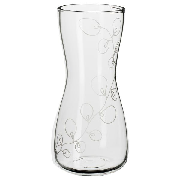 Ваза БЛОМСТЭР, прозрачное стекло, с рисунком (24 см) - фото 1