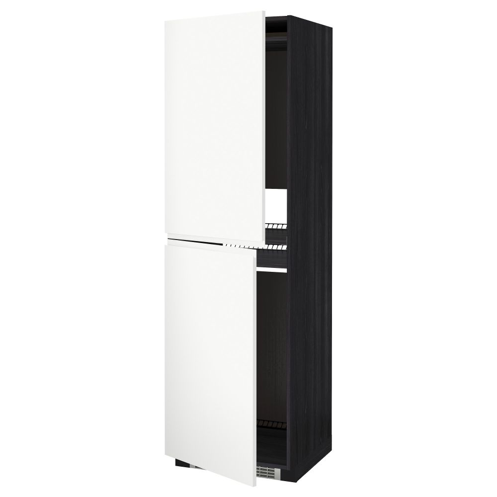 Высокий шкаф для холодильника или морозильника, МЕТОД, черный, Воксторп белый - схема-чертеж с размерами