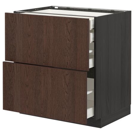 Напольный шкаф 2фасада,2низ, 1 средний, 1 встроенный ящик, 80x60 cm IKEA METOD МЕТОД, MAXIMERA МАКСИМЕРА 694.056.68