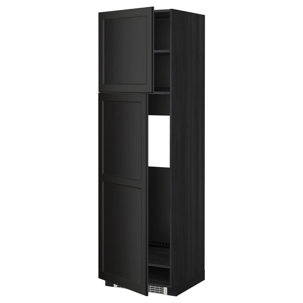 Высокий шкаф для холодильника, 2 дверцы МЕТОД, черный, Лаксарби черно-коричневый - схема-чертеж с размерами