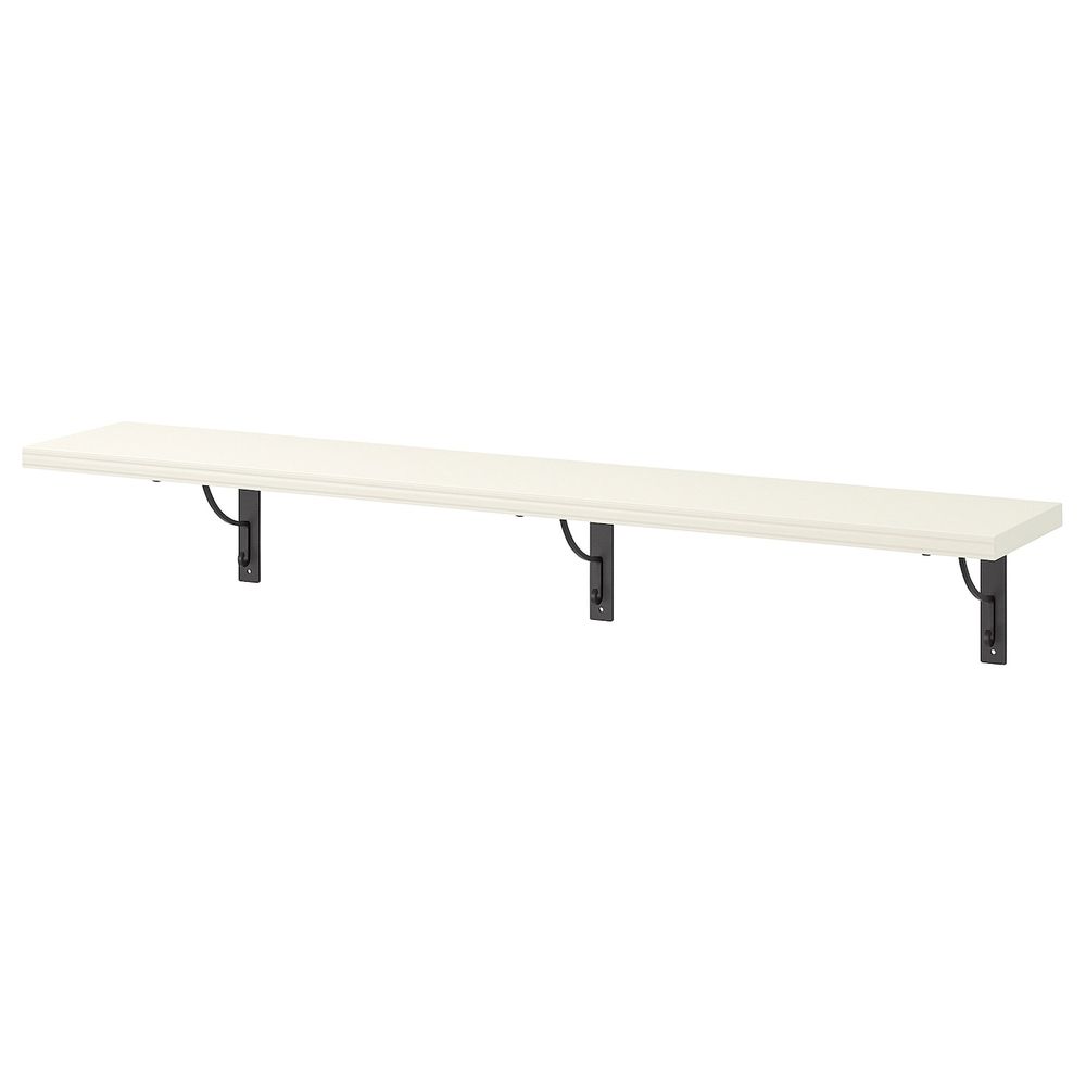 Полка навесная, белый, черный, 120x20 см IKEA БЕРГСХУЛЬТ / ЭКБИ ХОЛЬ 692.907.85 - фото 1