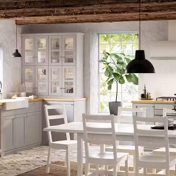 METOD Навесной шкаф с полками - белый/Lerhyttan светло-серый 30x60 см - фото 2