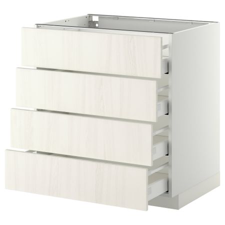 Напольный шкаф 4 фронтальных панели, 4 ящика МЕТОД / МАКСИМЕРА, белый, Росдаль белый