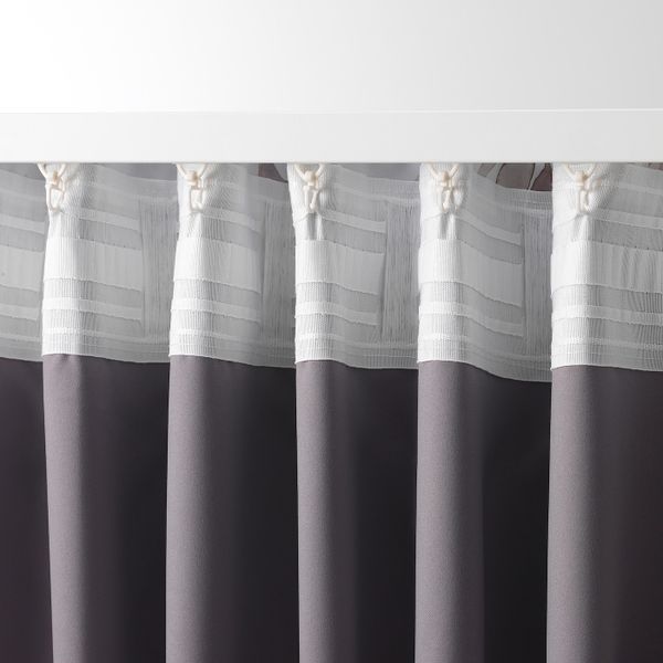 Затемняющие гардины, 2 шт., светло-бежевый/лист 145x300 см IKEA PIALOTTA ПИАЛОТТА 804.343.39 - фото 3