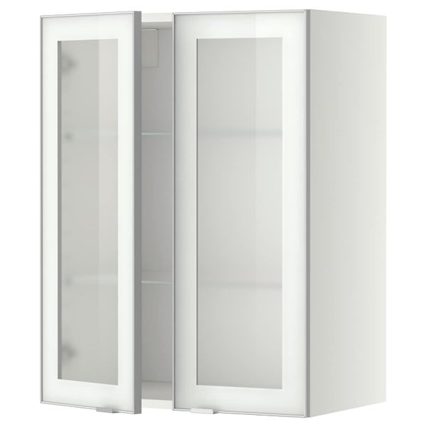 Навесной шкаф с полками, 2 стекло дв, белый/Ютис матовое стекло 60x80 см IKEA METOD МЕТОД 392.383.36 - фото 1