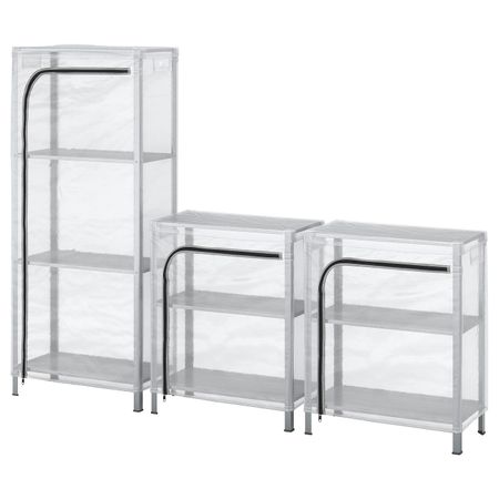 Стеллаж с чехлами, прозрачный 180x27x74-140 см IKEA HYLLIS ХИЛЛИС 992.917.50