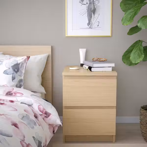 MALM Комод с 2 ящиками - дубовый шпон, беленый 40x55 см - фото 3