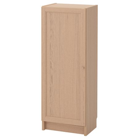 Стеллаж с дверью, дубовый шпон, беленый 40x30x106 см IKEA BILLY БИЛЛИ / OXBERG ОКСБЕРГ 592.873.97