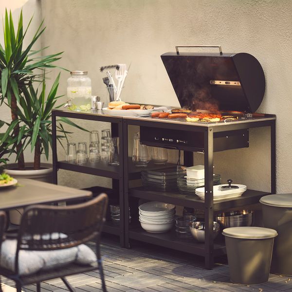 Садовое кресло, темно-серый/клёсан синий IKEA LÄCKÖ ЛЭККЭ 494.351.95 - схема-чертеж с размерами