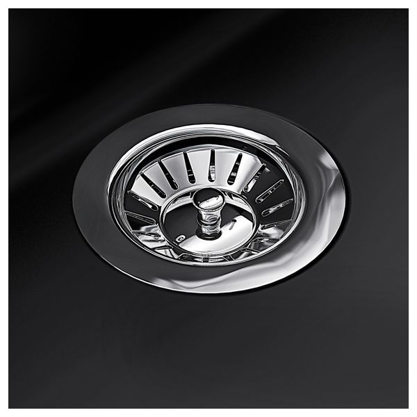 Мойка одинарная врезная ХЭЛЛВИКЕН, черный кварцевый композит, кварцевый композит (56x50 см) - фото 4