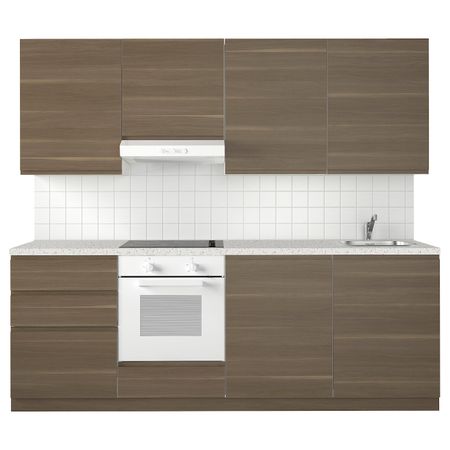 Кухня, белый/Воксторп под грецкий орех 240x60x228 см IKEA METOD МЕТОД 793.873.34