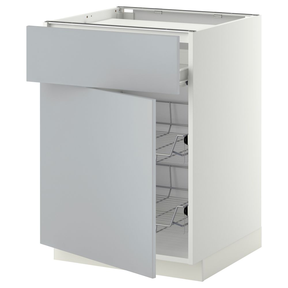 Напольный шкаф для варочной панели, ящик, 2 проволочных корзины МЕТОД / ФОРВАРА, белый, Веддинге серый - фото 1