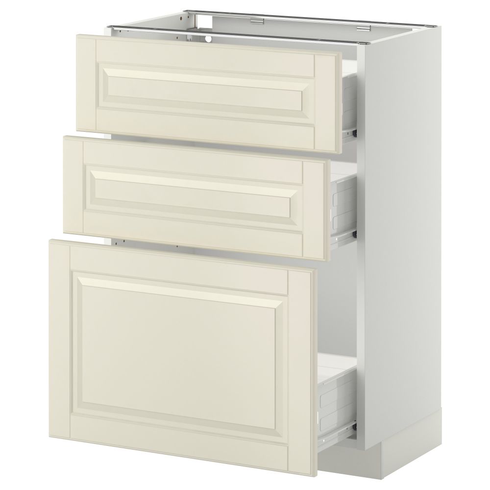 Напольный шкаф с 3 ящиками МЕТОД / ФОРВАРА, белый, Будбин белый с оттенком - схема-чертеж с размерами