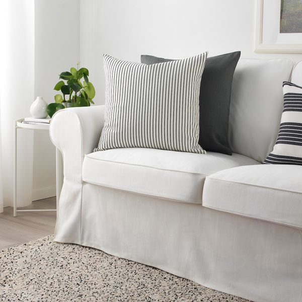 Чехол на подушку, белый, темно-серый в полоску 50x50 см IKEA INGALILL ИНГАЛИЛЛ 604.326.66 - фото 4