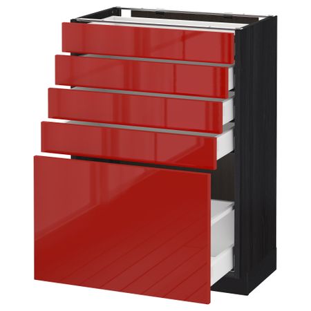 Напольный шкаф с 5 ящиками МЕТОД / МАКСИМЕРА, черный, Рингульт красный