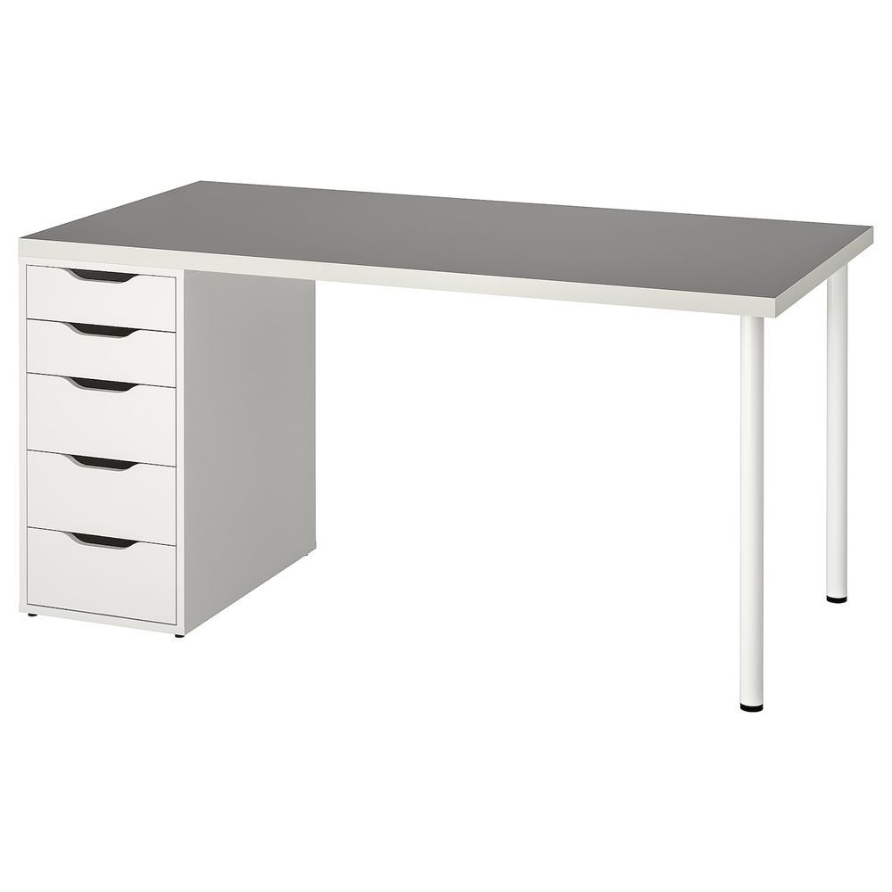 Стол, светло-серый, белый 150x75 см IKEA LINNMON ЛИННМОН / ALEX АЛЕКС 793.313.61 - фото 1