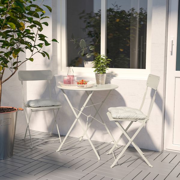 Стол + 2 складных стула,д/сада, бежевый/Куддарна бежевый IKEA SALTHOLMEN САЛЬТХОЛЬМЕН 192.862.86 - фото 3