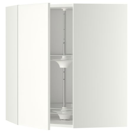 Угловой навесной шкаф с вращающейся секцией МЕТОД, белый, Хэггеби белый