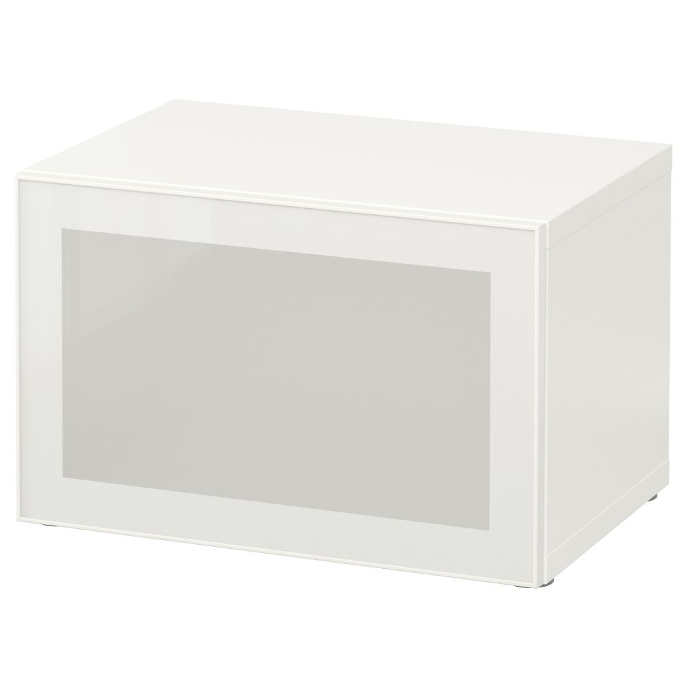 Стеллаж со стеклянной дверью БЕСТО, белый, Глассвик белый/матовое стекло (60x40x38 см) - схема-чертеж с размерами