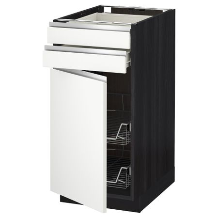 Напольный шкаф, дверца, 2 ящика, проволочных корзин МЕТОД / ФОРВАРА, черный, Нодста белый