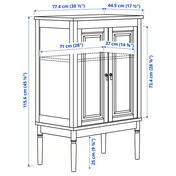 FÄRJKARL Шкаф - белый с оттенком 77x45x116 см - схема-чертеж с размерами