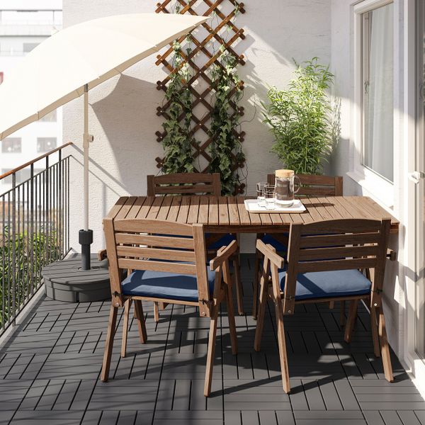 Стол + 4 кресла, для/сада, светло-коричневая морилка/ФРЁСЁН/ДУВХОЛЬМЕН синий IKEA ФАЛЬХОЛЬМЕН 792.690.57 - схема-чертеж с размерами