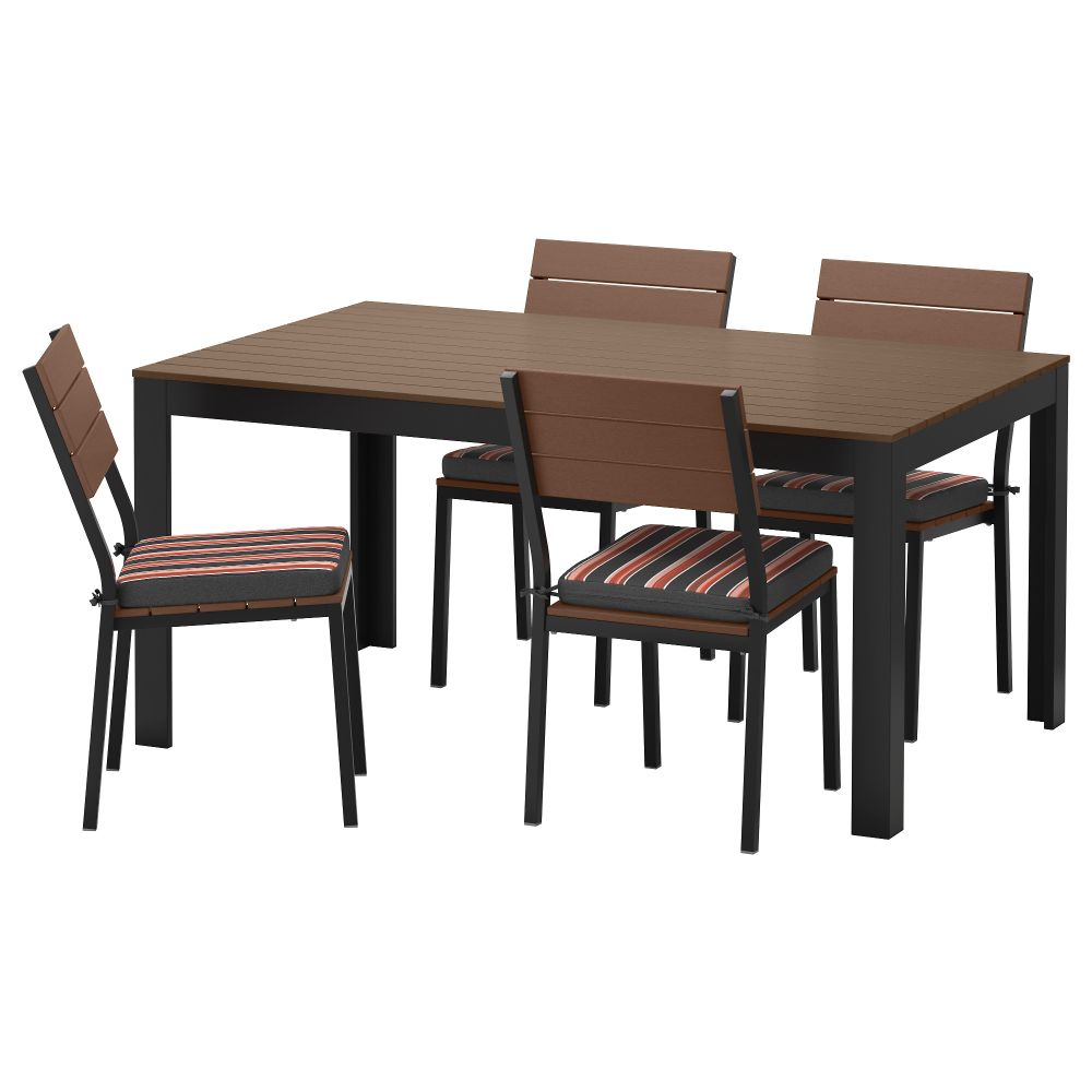 Стол + 4 стула, для сада ФАЛЬСТЕР, черно-коричневый, Экерон черный - фото 1