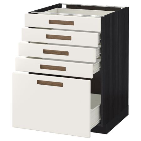 Напольный шкаф с 5 ящиками МЕТОД / ФОРВАРА, черный, Мэрста белый