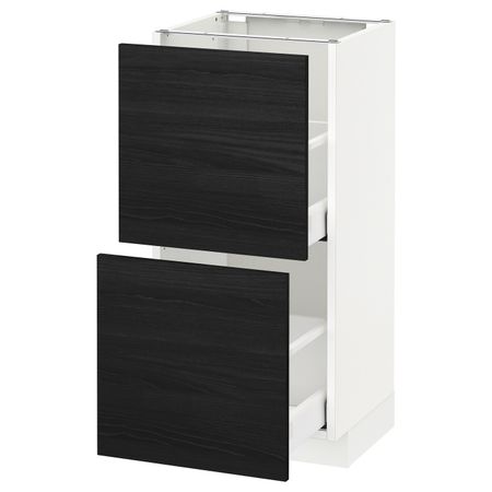 Напольный шкаф с 2 ящиками, белый, Тингсрид черный 40x37 см IKEA МЕТОД / МАКСИМЕРА 192.359.56