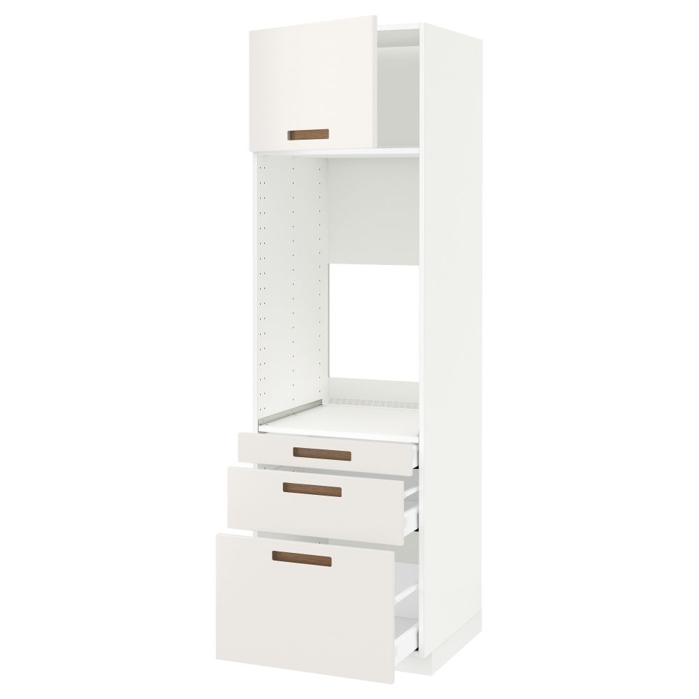 Высокий шкаф для двойной духовки, 3 ящика, дверца МЕТОД / МАКСИМЕРА, белый, Мэрста белый - схема-чертеж с размерами